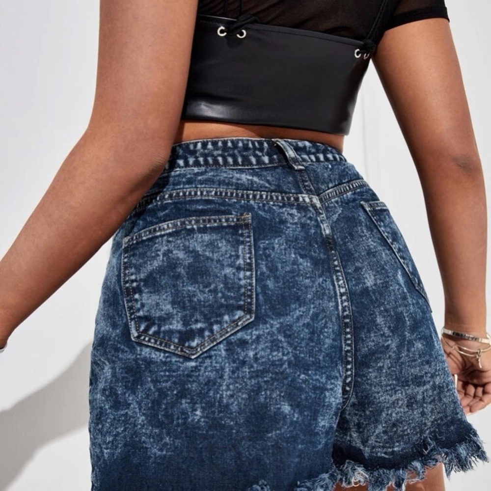 Plus Size Shein, 4x Acid Wash High Waist Distressed Shorts